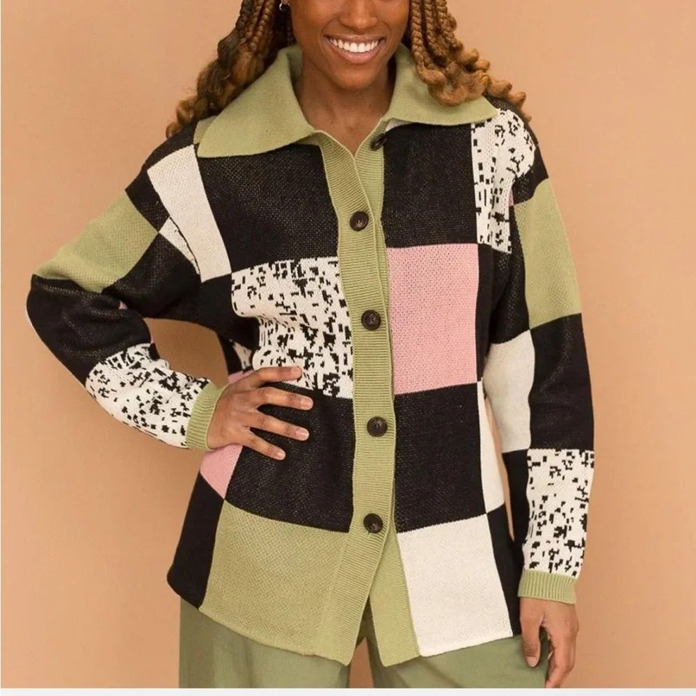 Patchwork Button-Up Cardigan - Picture 3 of 14